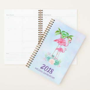 Agenda Pink Flamingo Momma & Baby with Palm Trete