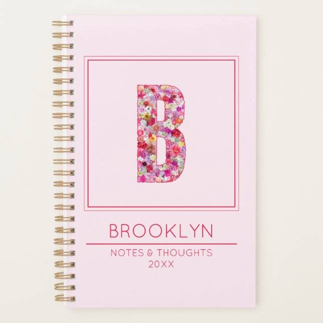 Agenda Pink Floral Feminine Botanical Name Letter B (Anverso)