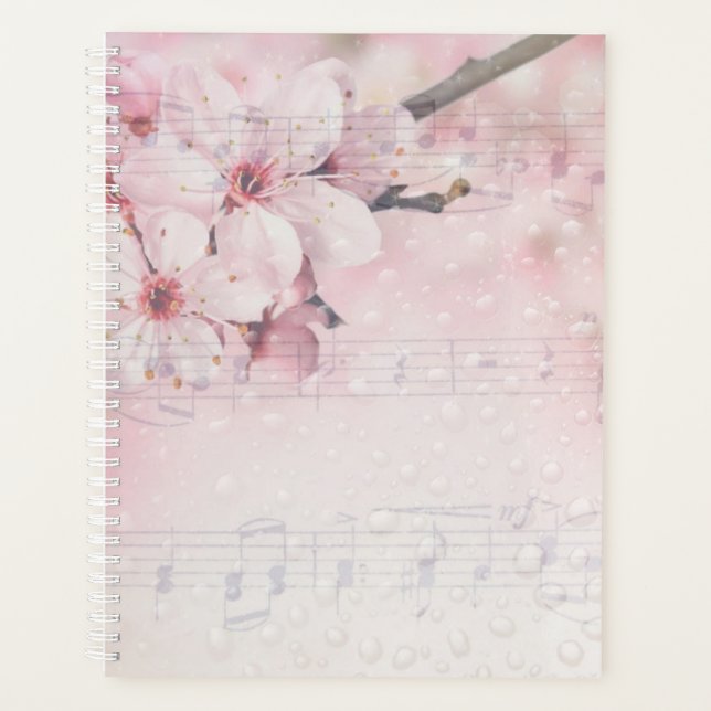 Agenda Pink Floral Music Notes Them Art (Anverso)