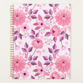 Agenda Pink Floral Pattern Planner with Elegant Blossoms