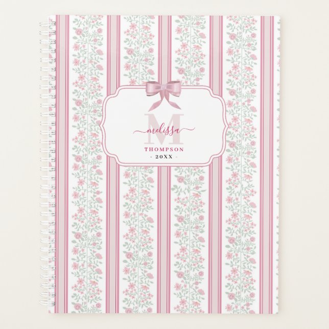 Agenda Pink Floral Wildflowers Coquette Bow (Anverso)