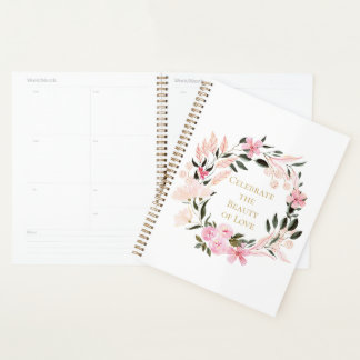 Agenda Pink Floral Wreath Spiral Notebook