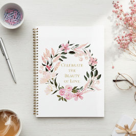 Agenda Pink Floral Wreath Spiral Notebook