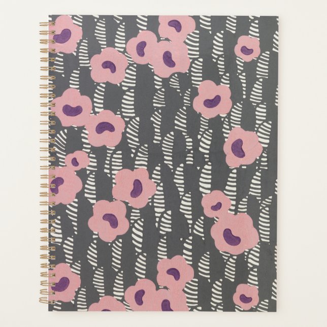 Agenda Pink Flowers Abstract Blooms Mid-century Art Deco (Anverso)