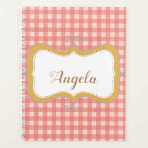 Agenda Pink Gingham Personalized Planner