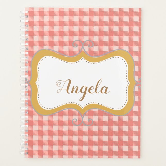 Agenda Pink Gingham Personalized Planner (Anverso)