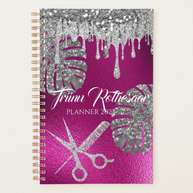 Agenda Pink Glam Purpurina Hair Salon Planner (Anverso)