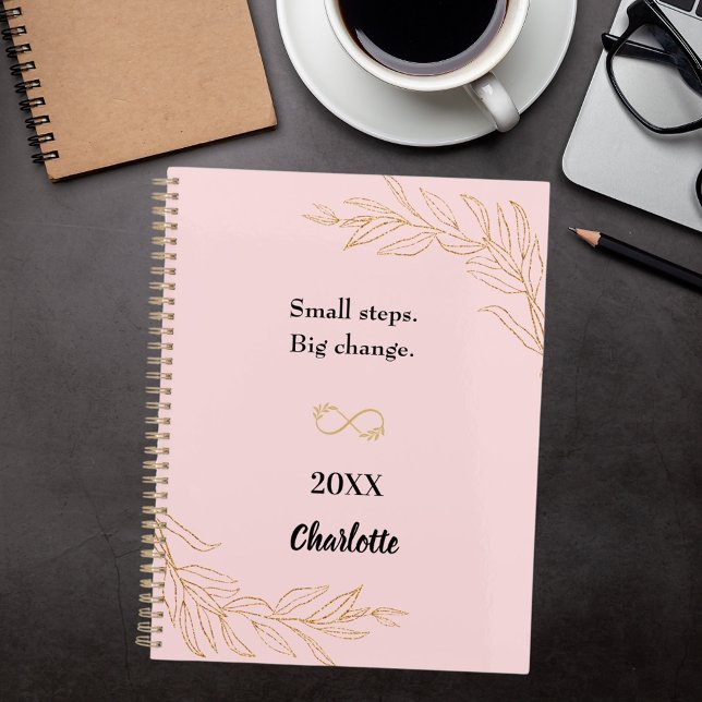 Agenda Pink gold foliage motivational quote 2026 (Subido por el creador)