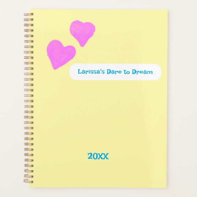 Agenda Pink Hand-drawn Hearts For Dreamers (Anverso)