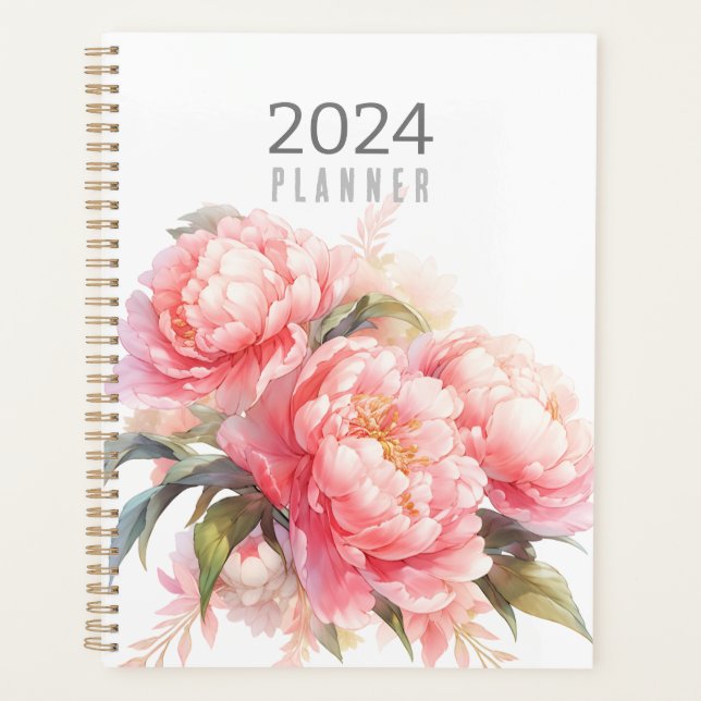 Agenda Pink Peonies Planner (Anverso)