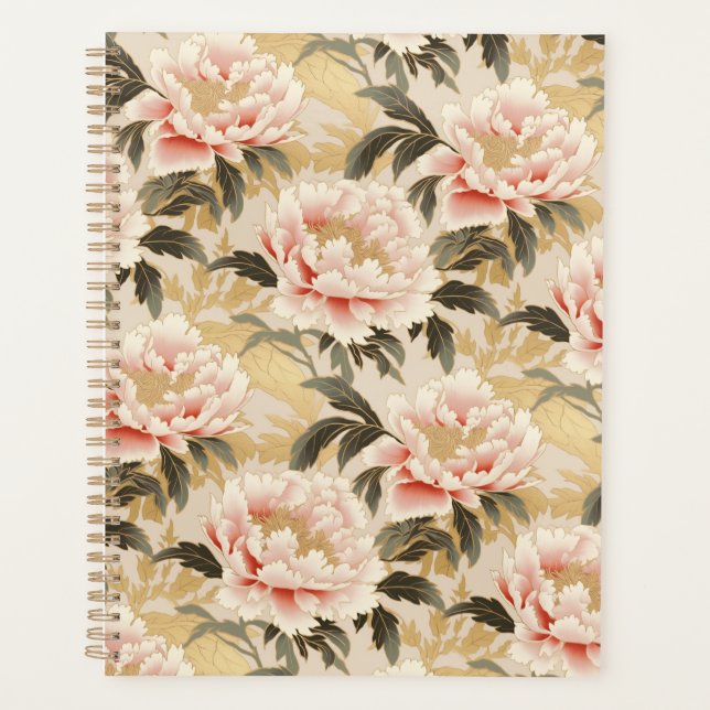 Agenda Pink Peony Chiyogami Planner (Anverso)