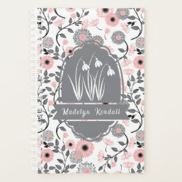 Agenda Pink & Pewter Laurentian Floral Custom Name