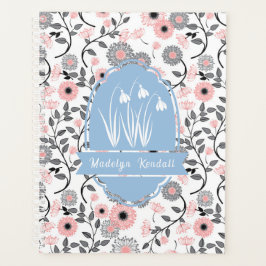 Agenda Pink & Pewter Laurentian Floral Nombre Personaliza