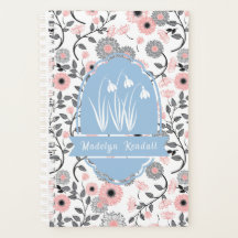 Pink & Pewter Laurentian Floral Nombre Personaliza