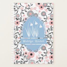 Agenda Pink & Pewter Laurentian Floral Nombre Personaliza