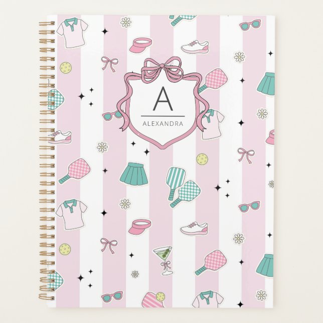 Agenda Pink Pickleball Preppy Monogram Print (Anverso)