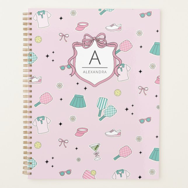 Agenda Pink Pickleball Preppy Monogram Print (Anverso)