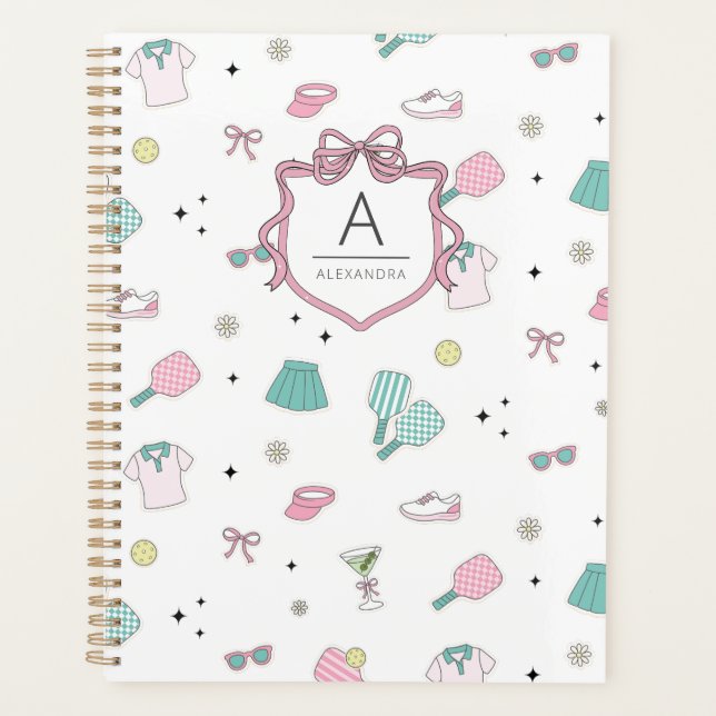 Agenda Pink Pickleball Preppy Monogram Print (Anverso)