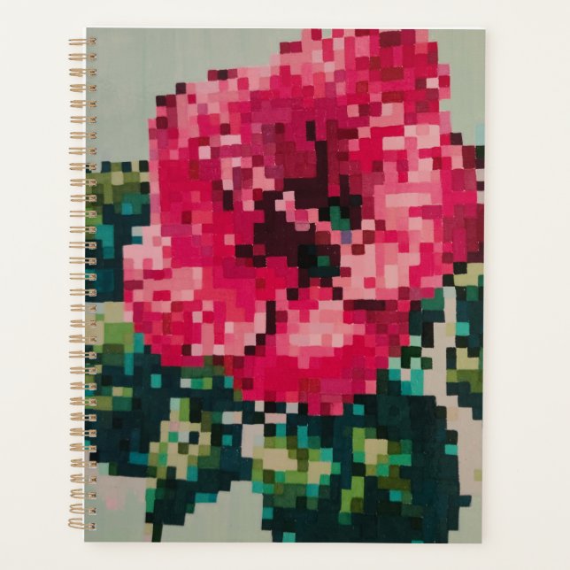 Agenda Pink pixel floral illustration (Anverso)