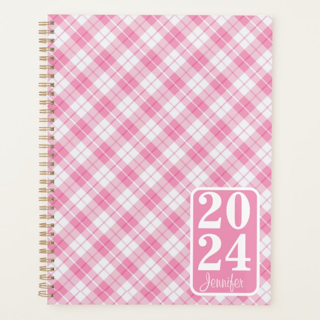 Agenda Pink Plaid with the name  (Anverso)