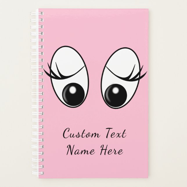 Agenda Pink Planner Curiosos Ojos con Personalizado Texto (Anverso)