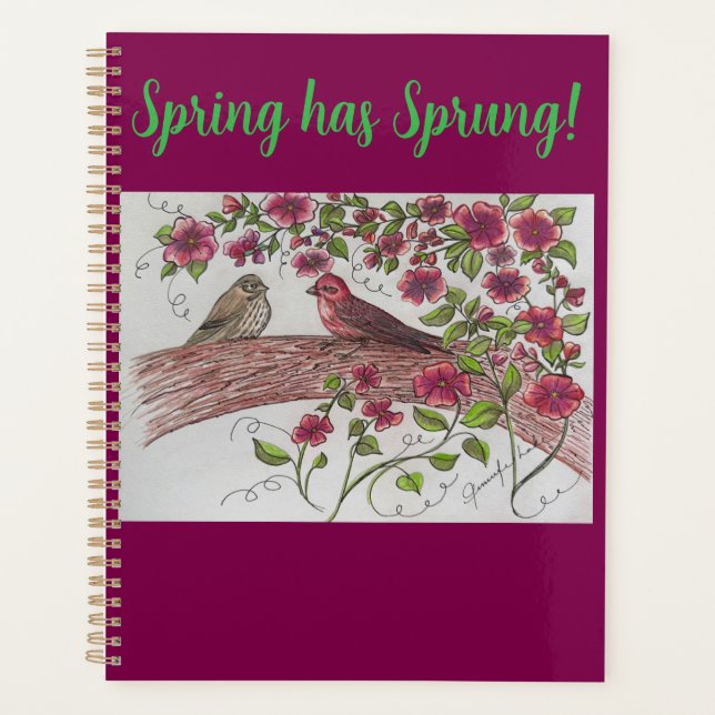 Agenda Pink Rosie Finches Planner (Anverso)