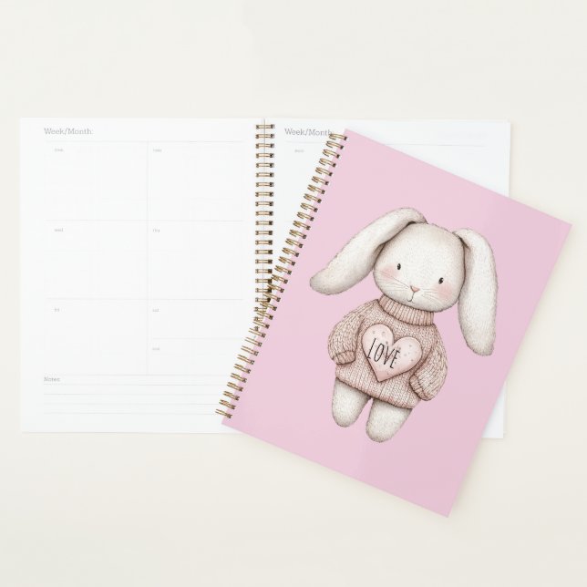 Agenda Pink Sweet Cute Bunny Pink Sweater Heart (Demostración)