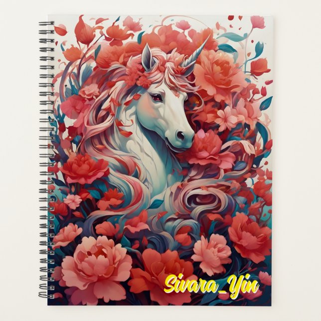 Agenda Pink Unicorn & Peony Dreamscape Fantasy (Anverso)