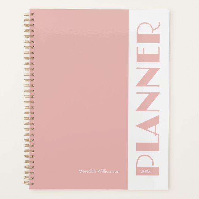 Agenda Pink Vintage Retro Stripe Personalized  Plan (Anverso)