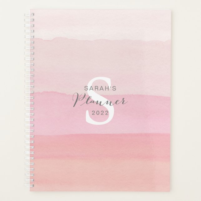 Agenda Pink Weekly Planner Color de agua abstracto modern (Anverso)