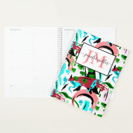 Agenda Pink y aqua abstracto personalizado
