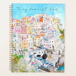 Agenda pintado a mano Italia Cinque Terre acuarela