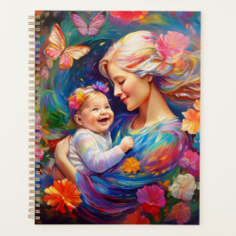Agenda Pintado colorido de la madre con la bebé