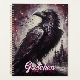 Agenda Pintado gótico Raven Crow Bird Personalizado