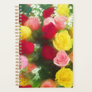 Agenda Pintado Rose Bouquet - Arte de Flor Original.