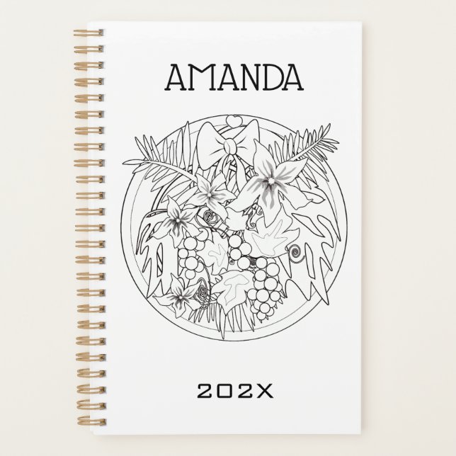 Agenda Pintar la imagen uno mismo un patrón tropical (Anverso)