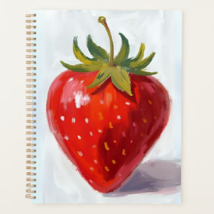 Agenda Pintura Acuarela de Fruta de Fresa Roja