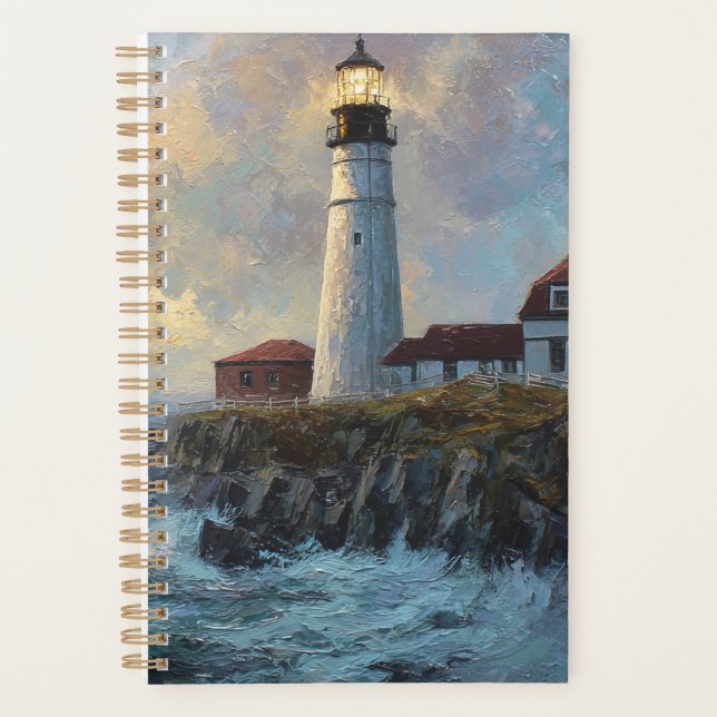 Agenda Pintura al óleo texturizada de faro (Anverso)