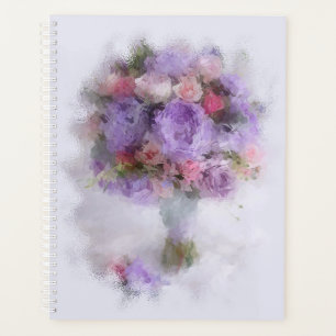 Agenda Pintura de aceite de flores elegante plantilla mod