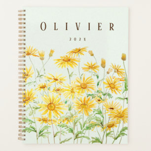 Agenda pintura de acuarela amarilla