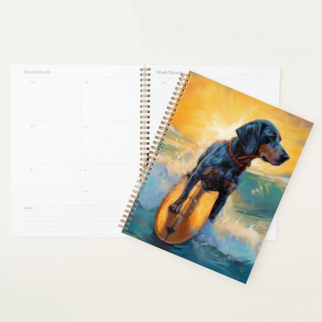 Agenda Pintura de Bluetick Coonhound Beach Surfing (Demostración)