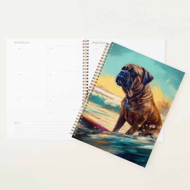 Agenda Pintura de Bullmastiff Beach Surfing (Demostración)