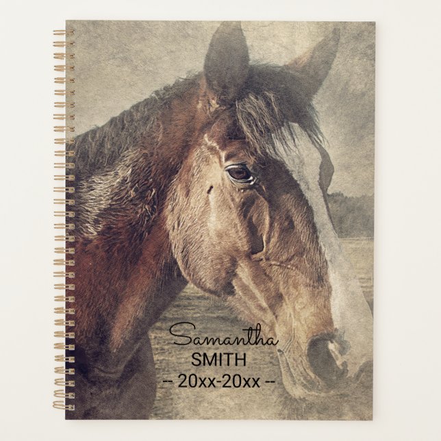 Agenda Pintura de caballo marrón personalizada (Anverso)