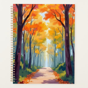 Agenda Pintura de follaje de otoño del camino de otoño