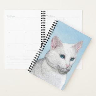 Agenda Pintura de gato blanco - Arte de gato original lin