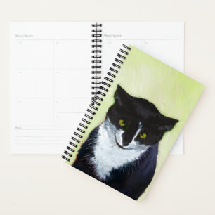 Agenda Pintura de gatos de Tuxedo - Arte de gatos origina