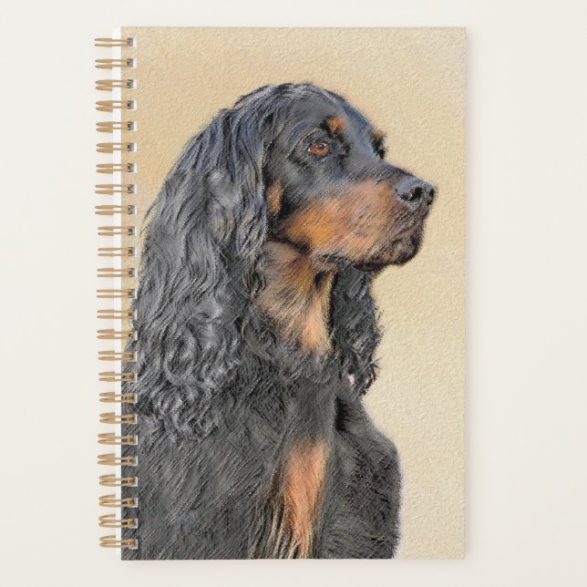 Agenda Pintura de Gordon Setter - Arte de Perro Original. (Anverso)