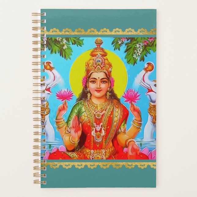 Agenda Pintura de la diosa Lakshmi Elefantes Blancos Diwa (Anverso)