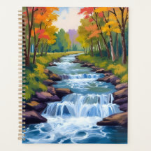 Pintura de paisaje natural de cascada