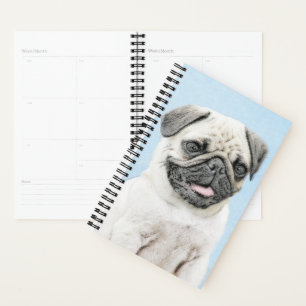 Agenda Pintura de pug - Arte de perro original lindo